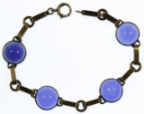 14k Gold and Blue Glass Bracelet