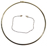 14k Gold Omega Necklace and Twisted Rope Bracelet