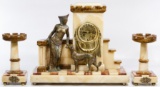 Japy Freres Marble Art Deco Garniture Set