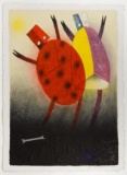 Teodulo Romulo (Mexican, b.1943) 'Catarinas' Mixografia on Hand Made Paper