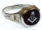 14k White Gold Masonic Ring