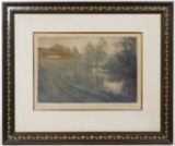 Manuel Robbe (French, 1872-1936) 'Village dans le Printemps' Aquatint