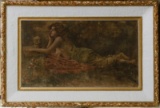 Unknown Artist (20th Century) 'Nude with Skull' Enhanced Print on Canvas
