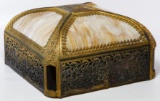 Slag Glass and Gilt Metal Lamp Shade