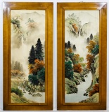 Asian Painted Landscape Panels