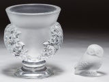 Lalique Crystal Vase and Bird Figurine