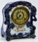Ansonia Blue 'Thistle' Porcelain Mantel Clock