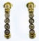 14k White and Yellow Gold and Diamond Pierced Earrings