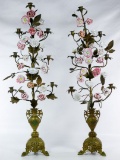 Brass and Ceramic Flower Candleholders