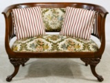 Victorian Walnut and Upholstered Settee
