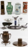 Asian Bronze, Ceramic and Silverplate Assortment
