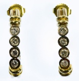 14k White and Yellow Gold and Diamond Pierced Earrings