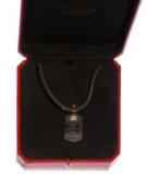 Cartier Santos 18k Gold and Stainless Steel Dog Tag Pendant