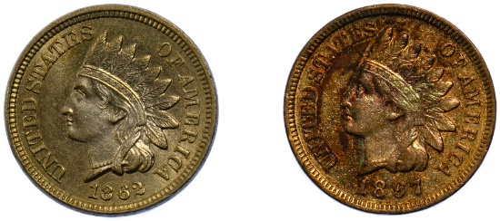 1862 1c Unc. and 1897 1c AU