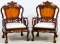 Asian Rosewood Stained Arm Chairs