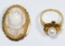 18k Gold Cameo and 14k Gold and Pearl Ring