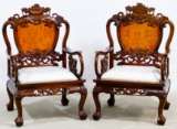 Asian Rosewood Stained Arm Chairs