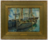 Harry B. Lachman (American, 1886-1975) 'Boats in Sunlight' Oil on Panel
