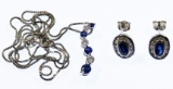 14k White Gold, Sapphire and Diamond Jewelry Suite