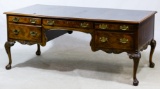 Chippendale Style Mahogany and Leather Top Partners Desk by Hekman