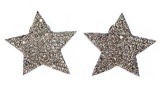 18k White Gold and Diamond Star-shaped Clip Earrings