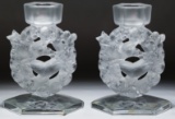 Lalique Crystal 'Mesanges' Candleholders