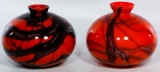 Kralik Czechoslovakia Red Glass Vases