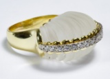 La Triomphe 18k Gold, Rock Crystal and White Sapphire Ring