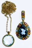 14k Gold and Blue Topaz Pendant and Necklace Assortment