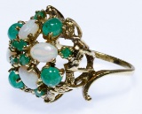 14k Gold, Opal and Emerald Ring