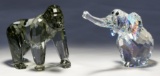 Swarovski Crystal Gorilla and Elephant Figurines