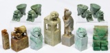 Asian Carved Stone Chop Stamp and Deity Object Assortment