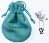Tiffany & Co 18k White Gold and Ruby Heart Pendant on Necklace