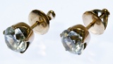 10k Gold and White Topaz Stud Pierced Earrings