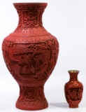 Carved Cinnabar Style Vases