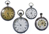 Coin and (800) Silver Open Face Pocket Watch Assortment