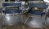 MCM 'Wassily' Style Chrome and Leather Chairs (After) Marcel Breuer