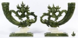 Asian Carved Jadeite Jade Dragon Figurines
