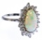 14k White Gold, Fire Opal and Diamond Ring