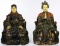 Asian Polychrome Decorated Ceramic Emperor and Empress Statues