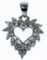 14k White Gold and Diamond Heart-shaped Pendant