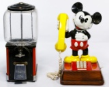 Mickey Mouse Telephone and Gumball Machine