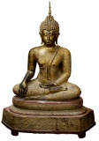 Asian Painted Metal Seated Buddha