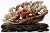 Asian Carved Hardstone Horse Statue