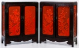 Asian Cinnabar Paneled Cabinets