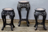 Asian Rosewood and Marble Top Table Assortment