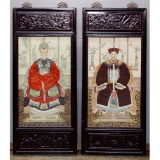 Asian Emperor and Empress Framed Portraits