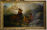 J. Morris (British, 19th Century) 'Deer' Oil on Canvas
