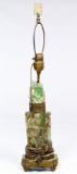 Asian Carved Jadeite Jade Table Lamp