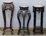 Asian Rosewood and Marble Top Tables